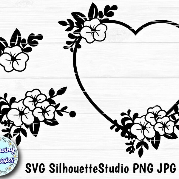 FLORAL HEART in SVG, Heart decorated with flowers, Floral bouquets in svg, Paper cut template, Svg files for cricut and silhouette