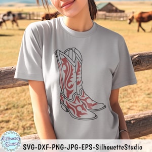 BOTAS de VAQUERO SVG, Diseño de camiseta para mujer vaquera, Botas de vaquera svg, Rodeo svg, Granja svg, Archivos svg del oeste para Cricut