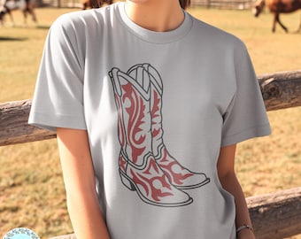 Cowboy Boots SVG: Western Girl Shirt Design, Rodeo cut file, Cricut & Silhouette (Digital Download)
