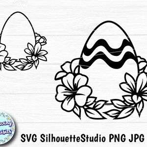 Floral EASTER EGG in SVG, Easter egg cut file, Easter egg silhouette, Flowers, Svg files for cricut and silhouette, Paper cut template
