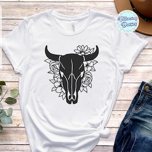 Floral Cow Skull SVG: Western Cricut & Silhouette Cut File