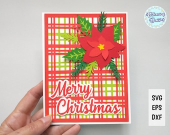 CHRISTMAS CARD SVG, Merry Christmas, Card template, Christmas card for cricut, Christmas greeting card, Cut files for cricut and Silhouette