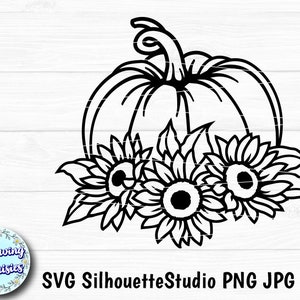 花とカボチャのSVG、ハロウィン、感謝祭、秋、秋の装飾、切り絵テンプレート、クリカットとシルエットのカットファイル