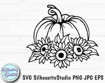 PUMPKIN with FLOWERS SVG, Halloween, Thanksgiving, Fall, Autumnal decoration, Paper cut template, Cut files for cricut and Silhouette