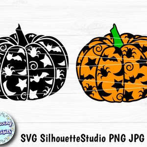 カボチャとハロウィンのアイコン SVG、ハロウィンの装飾、秋、秋の装飾、切り絵テンプレート、クリカットとシルエットのカットファイル
