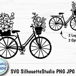 BICI VINTAGE in SVG, Bicicletta con fiori, Estate, Ciclismo, Fiori, file svg per Cricut e Silhouette, Modelli di taglio