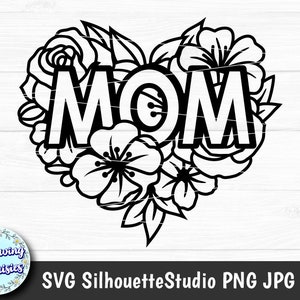 FIORE CUORE SVG, Fiori, Amore, Mamma SVG, Festa della mamma SVG, Cuore floreale, Cricut Festa della mamma SVG, File Svg per cricut e silhouette