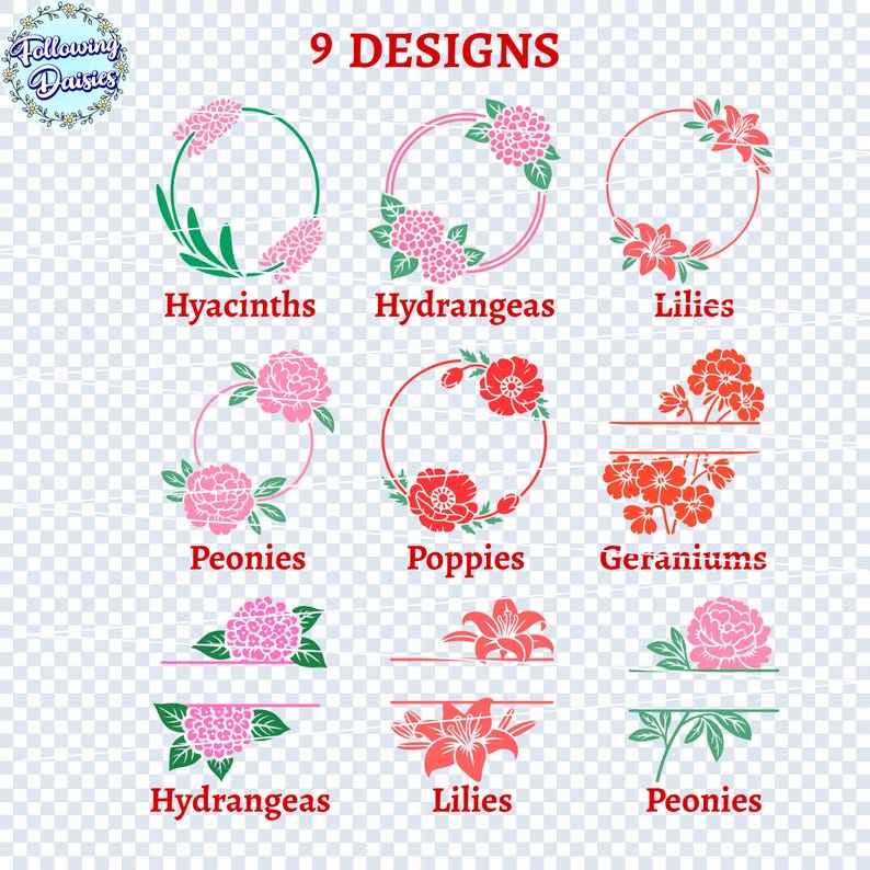 Floral Frame SVG Bundle, Layered Flower Frames for Cricut Silhouette ...