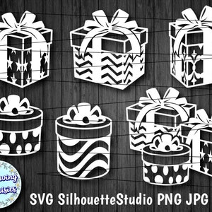 COFFRETS-CADEAUX en SVG, cadeaux de Noël, décoration de Noël, fichiers Svg pour Cricut et Silhouette, modèle en papier découpé