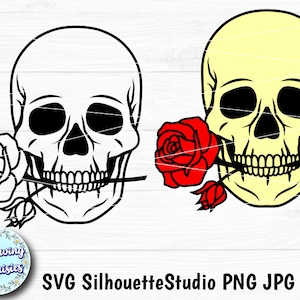 TOTENKOPF verziert mit BLUMEN in SVG, Rosen, Mexiko, Halloween, Gothic, Blumenschädel, Totenkopf, Schneidedateien für Cricut und Silhouette