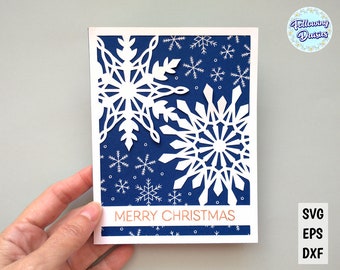 CHRISTMAS CARD SVG, Card template, Cricut & Silhouette Cut File