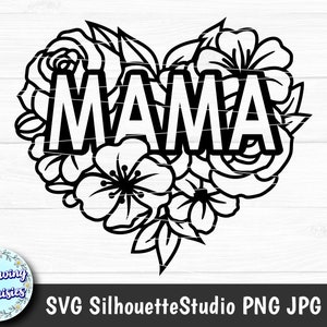 CORAZON hecho con FLORES  SVG, Adorno Corazón, Mama, Día de la madre, Corazón floral, Flores, Archivos en svg para cricut y silhouette