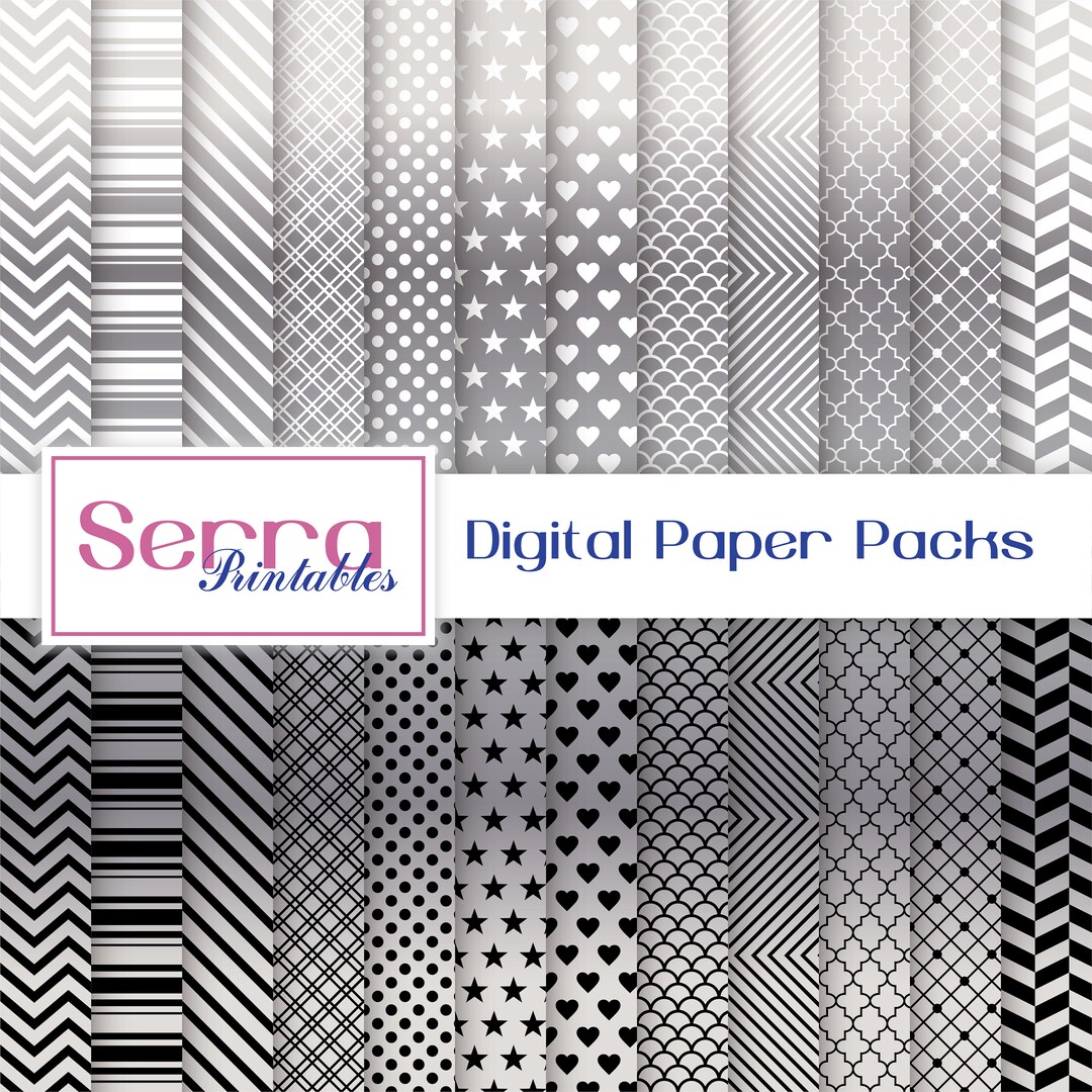 Silver Basic Patterns, Silver Digital Paper, Silver Basic Textures - Etsy