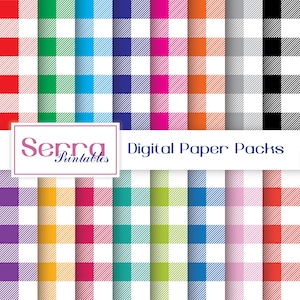 Seamless Gingham Patterns, Seamless Gingham Digital paper, Seamless Gingham Textures