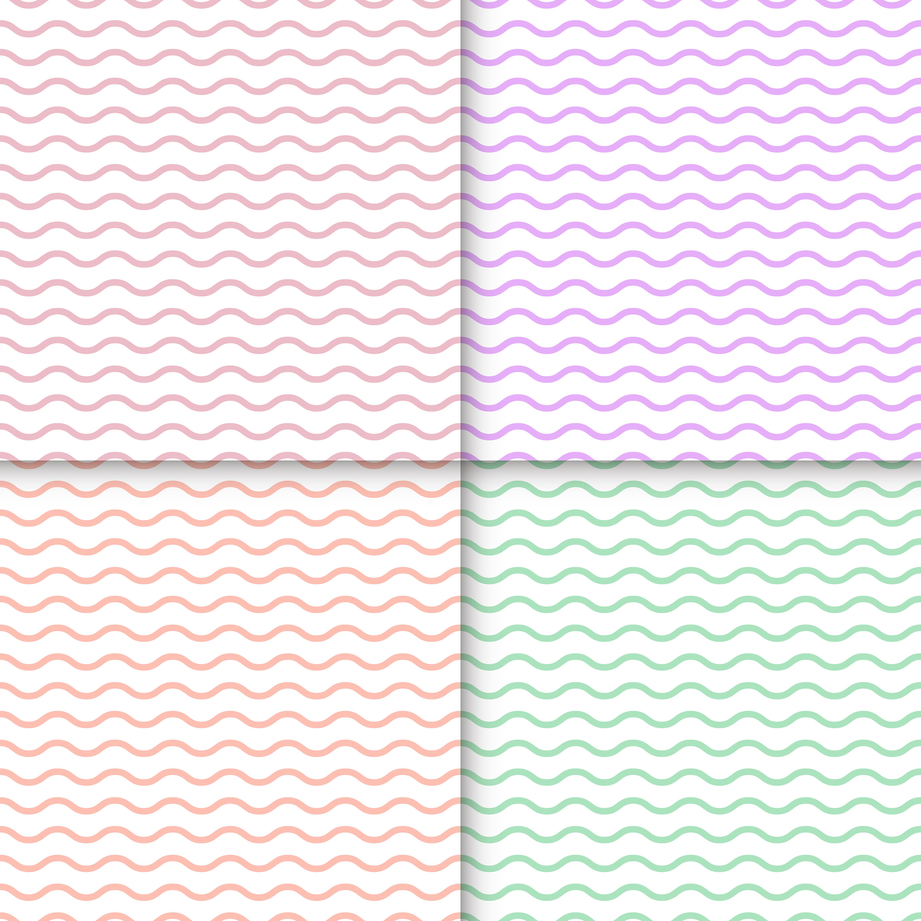 Seamless Wavy Basic Pastel Patterns, Seamless Wavy Digital Paper ...
