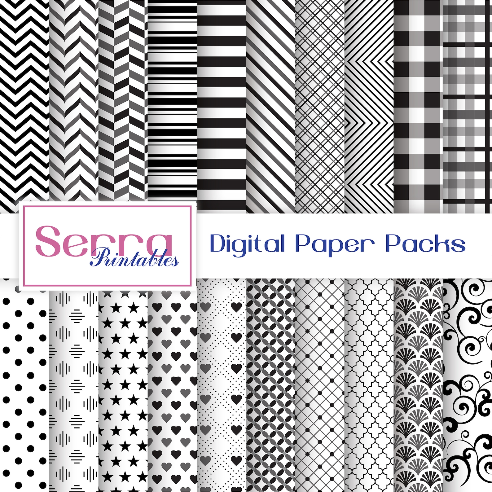 Seamless Black and White Basic Patterns, Seamless Black and White ...