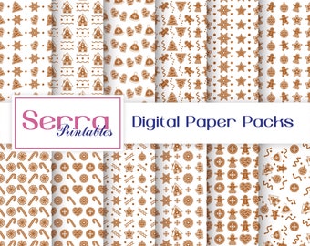 Seamless Gingerbread Cookies Patterns, Seamless Gingerbread Cookies Digital paper pack, Seamless Christmas Gingerbread Cookies Textures