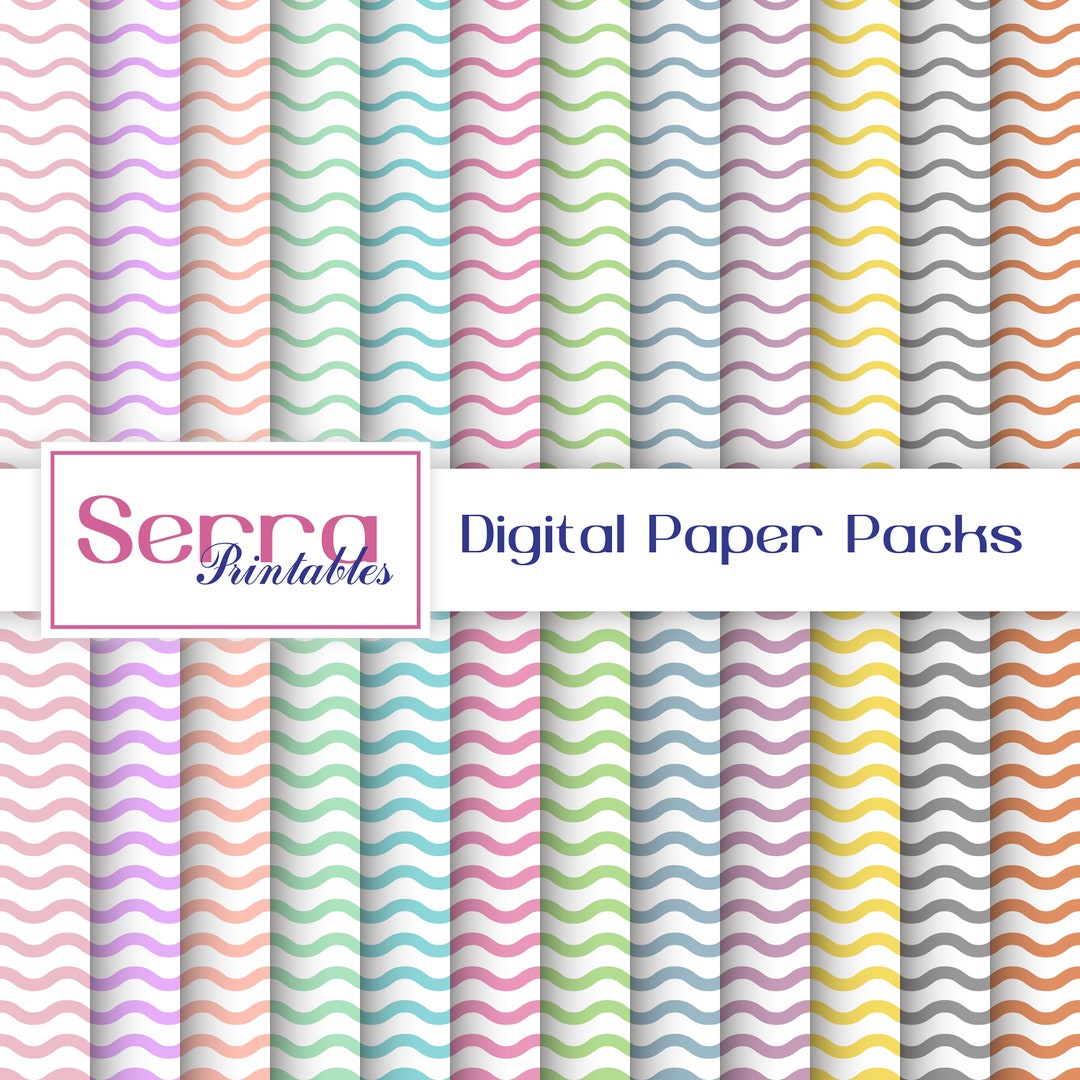 Seamless Wavy Basic Pastel Patterns, Seamless Wavy Digital Paper ...