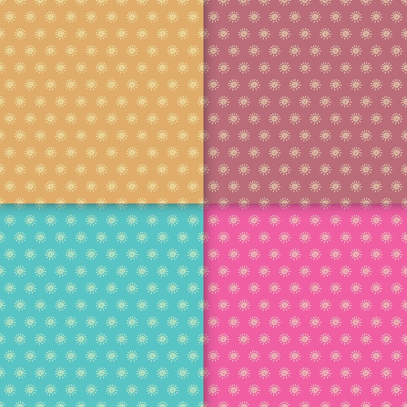 Seamless Pastel Sun Patterns, Seamless Pastel Sun Digital Paper ...