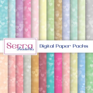 Seamless Pastel Hearts Bokeh Patterns, Seamless Pastel Hearts Bokeh Digital paper, Seamless Pastel Hearts Bokeh Textures