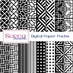Seamless Geometric Black and White Colors Patterns, Seamless Geometric Black and White Colors Digital paper, Seamless Geometric Textures