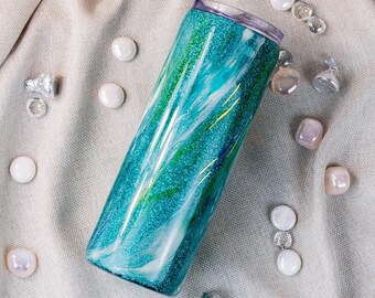 Glitter Tumbler, Marble Tumbler, Milky Way Tumbler, Opal Glitter Tumbler, Custom Travel Mug, Wedding gift,swirl glitter cup,Milkyway Tumbler