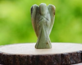 Serpentine Angel Natural Handmade Carved Amethyst Angel Crystal Statue Feng Shui Home Decor Gemstone Reiki Healing Stone 2 quot Approx
