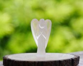 Selenite Angel l Natural Handmade Carved Amethyst Angel Crystal Statue Feng Shui Home Decor Gemstone Reiki Healing Stone 2 quot Approx
