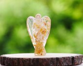 Yellow Aventurine Orgone Angel Natural Handmade Carved Amethyst Angel Crystal Statue Home Decor Gemstone Reiki Healing Stone 2 quot Approx