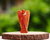 Red Aventurine Angel l Natural Handmade Carved Amethyst Angel Crystal Statue Feng Shui Home Decor Gemstone Reiki Healing Stone 2 quot Approx