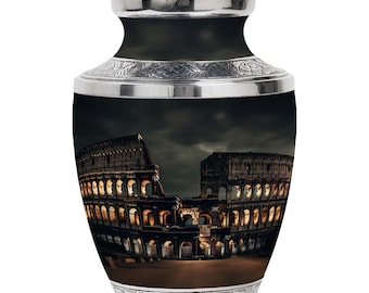 Handcrafted Urns for Adults Nighttime Colosseum Tribute Urn Upto200 Cubic Inches Urns for Human Ashes Large Dark Funeral Urn