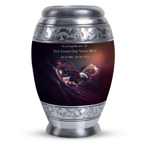 Handcrafted American Pride Eagle Urn Patriotic Ashes Keepsake Urns for Adult Male Dad Upto 200 Cubic Inches Cremation Urn Human Ashes