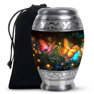 Beautiful Sunset Butterfly Urn for Human Ashes Butterfly Urn for Ashes in Orange and Purple with Floral Design - Adult Cremation Urns