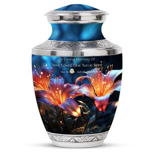 Eternal Bloom Blue Serenity Floral Memorial Cremation Keepsake Urns For Ashes Upto 200 Cubic Inches Memorial Urns For Human Ashes