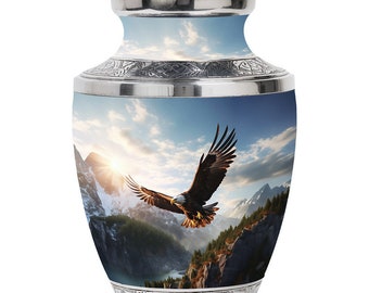 Cremation Urn Blue Valley Eagle Keepsake Drop Urn Elegant Memorial for Adults 1-200 Cubic Inch Capacity Customizable Remembrance Keepsake