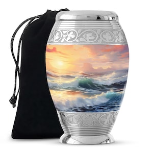 Handcrafted Ocean Sunset Cremation Urns For Women Upto 200 Cubic Inches Adult Urns For Human Ashes Men