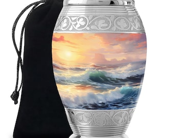 Handcrafted Ocean Sunset Cremation Urns For Women Upto 200 Cubic Inches Adult Urns For Human Ashes Men