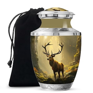 Deer Memorial Urn for Ashes, Forest Wildlife Keepsake, Personalized Cremation Urn, Nature Tribute Funeral Keepsake Gift