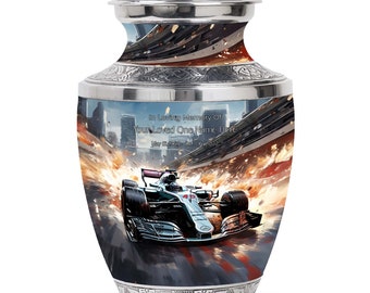 Personalized Speed Race Car for Speed Lover Small Urns For Human Ashes Mom Upto 200 Cubic Inches Motor Racing Themed Funeral Memorial Urn