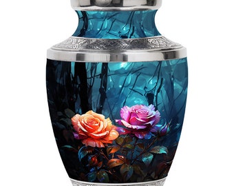 Handcrafted Rose Artistry Serene Ashes Keepsake Urns for Ashes Adult Male Large Upto 1-200 Cubic Inches Burial Urns for Ashes