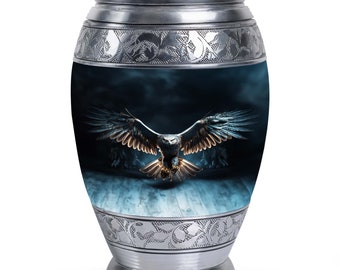 Personalized Eternal Flight Eagle Adult Cremation Urn - Handcrafted Sympathy Memorial | 1-200 Cubic Inches Capacity for Human Ashes