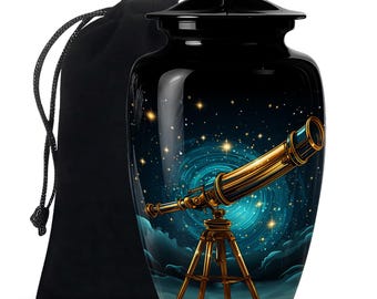 Celestial Explorer Memorial Adult Urns – Midnight Blue with Starlight Twinkle Cremation Urns Upto 200 Cubic Inches Funeral Urns For Ashes