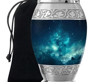 Starry Night Sky Urn Urn For Ashes Adult Male Upto 200 Cubic Inches  Galactic Blue Memorial Burial Urns Urn For Ashes For Women