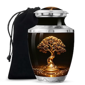 Customizable Memorial Urn with Tree of Life Design Engraved Urn for Ashes Upto 200 Cubic Inches Cremation Urn Human Ashes Of Mom And Dad