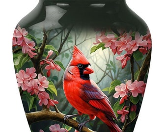 Custom Engraved Cardinal Bird Memorial Urn Upto 200 Cubic Inches Nature-themed Urns For Ashes Keepsake Adult Urns For Human Ashes Men