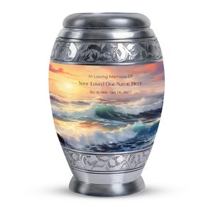 Handcrafted Ocean Sunset Cremation Urns For Women Upto 200 Cubic Inches Adult Urns For Human Ashes Men