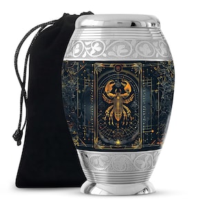 Handcrafted Scorpio Zodiac Urn Upto 200 Cubic Inches Elegant Black and Gold Memorial Keepsake for Ashes Zodiac Symbol Keepsake for Ashes
