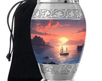 Sailing Ship Memorial Keepsake Urns For Human Ashes Upto 200 Cubic Inches Sailboat Sunset Urn For Ashes For Men