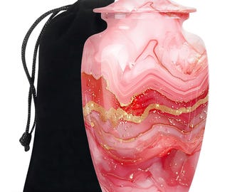 Pink and Gold Swirl Cremation Urn for Ashes Upto 200 Cubic Inches  Decorative Keepsake Ashes Urn Large Urns For Human Ashes Adult Urn