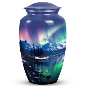 Majestic Northern Lights Memorial Urn - A Tribute to Serenity Engrave Celestial Skies Keepsake Urn Upto 200 Cubic Inches Urns for Adults